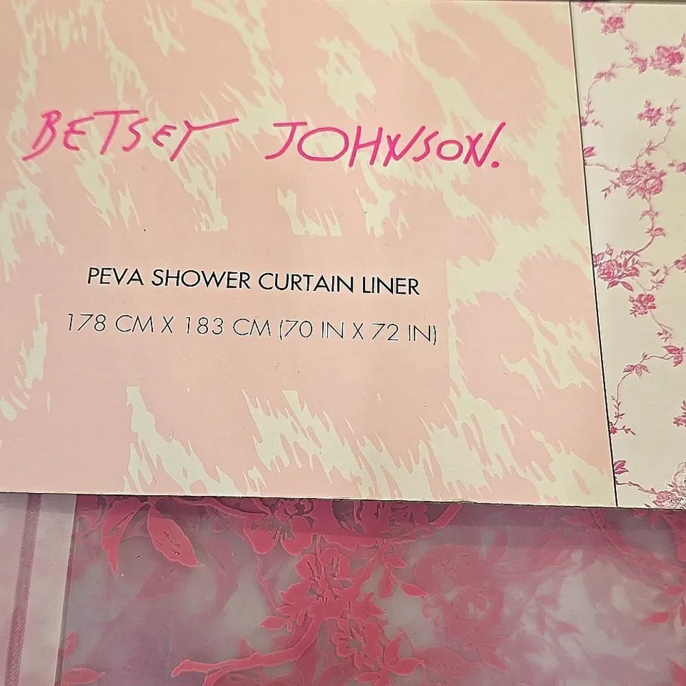 Betsey Johnson Pink Floral‎ Toile PEVA Shower Curtain Liner